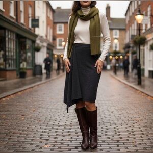 Vintage Michael Kors / Lyle & Scott Cashmere Skirt made Scotland faux wrap drape